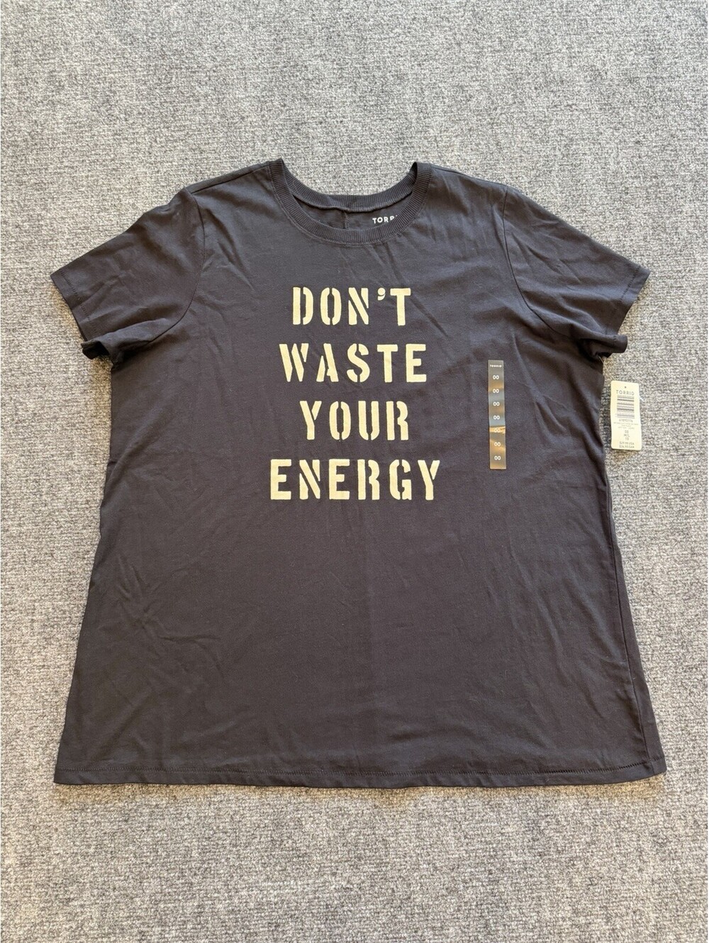 T-Shirt Torrid Womens Size 10 / 00 Crew Black White Don't Waste Your Energy New